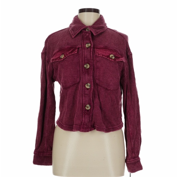 bagatelle Jackets & Blazers - Bagatelle Deep Red Button-Up Jean Jacket